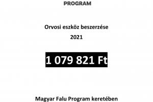 Magyar Falu Program keretében Orvosi eszközök beszerzése - 2021. című MFP-AEE/2021 kódszámú pályázata