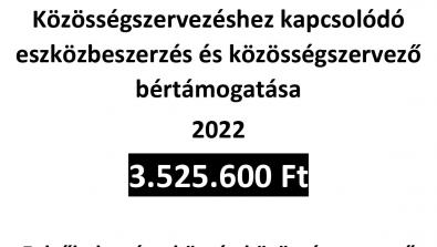 Magyar Falu Program keretében Közösségszervezéshez kapcsolódó eszközbeszerzés és közösségszervező bértámogatása - 2022 című MFP-KEB/2022 kódszámú pályázata